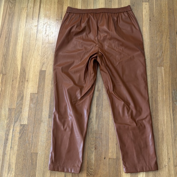 *last chance* Nine West | faux leather brown pants w/ draw string tie at waist - Picture 13 of 16